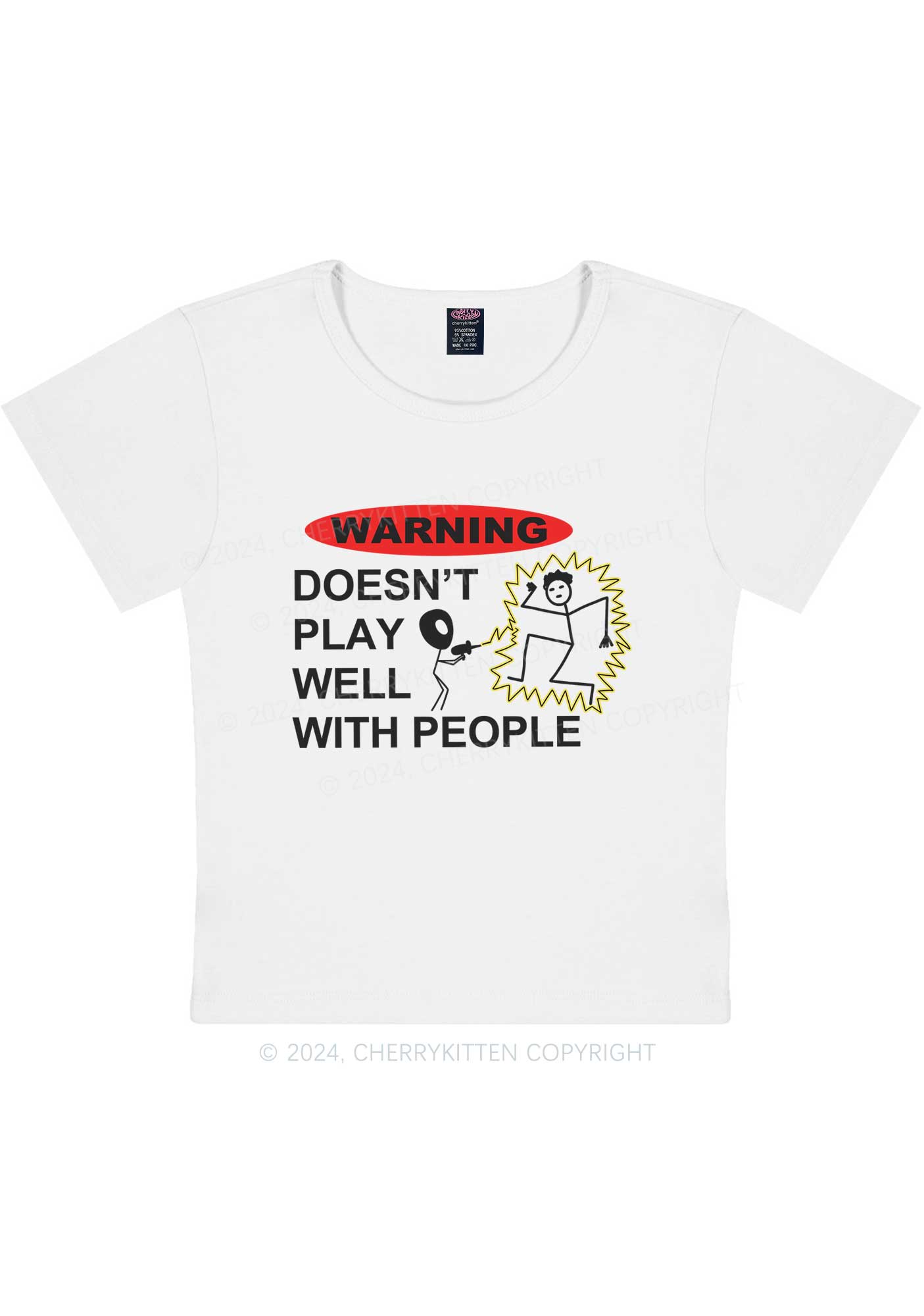 Curvy Play Warning Y2K Baby Tee Cherrykitten