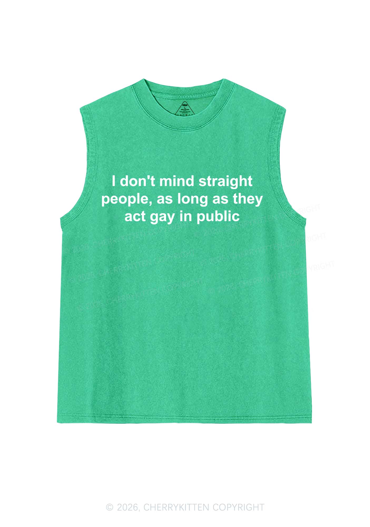 Act Gay In Public Pride Y2K Washed Muscle Tank Cherrykitten