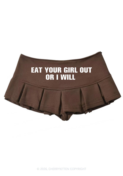 Eat Your Girl Out Pride Y2K Mini Pleated Skirts Cherrykitten
