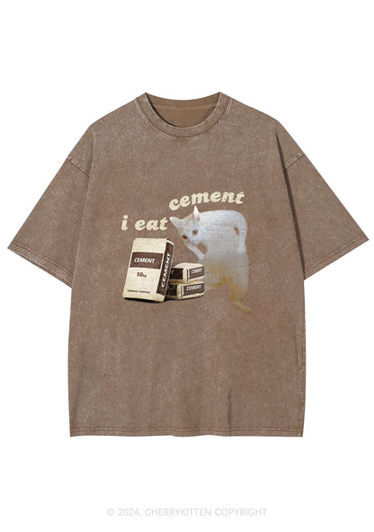 I Eat Cement Y2K Washed Tee Cherrykitten