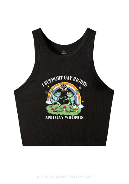 I Support Gay Rights Disco Frogs Y2K Crop Tank Top Cherrykitten