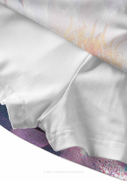 Glitter Lotus Y2K Print Mini Skirt Cherrykitten