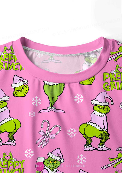 Christmas Preppy Guy Y2K Print Long Sleeve Pajama Set Cherrykitten
