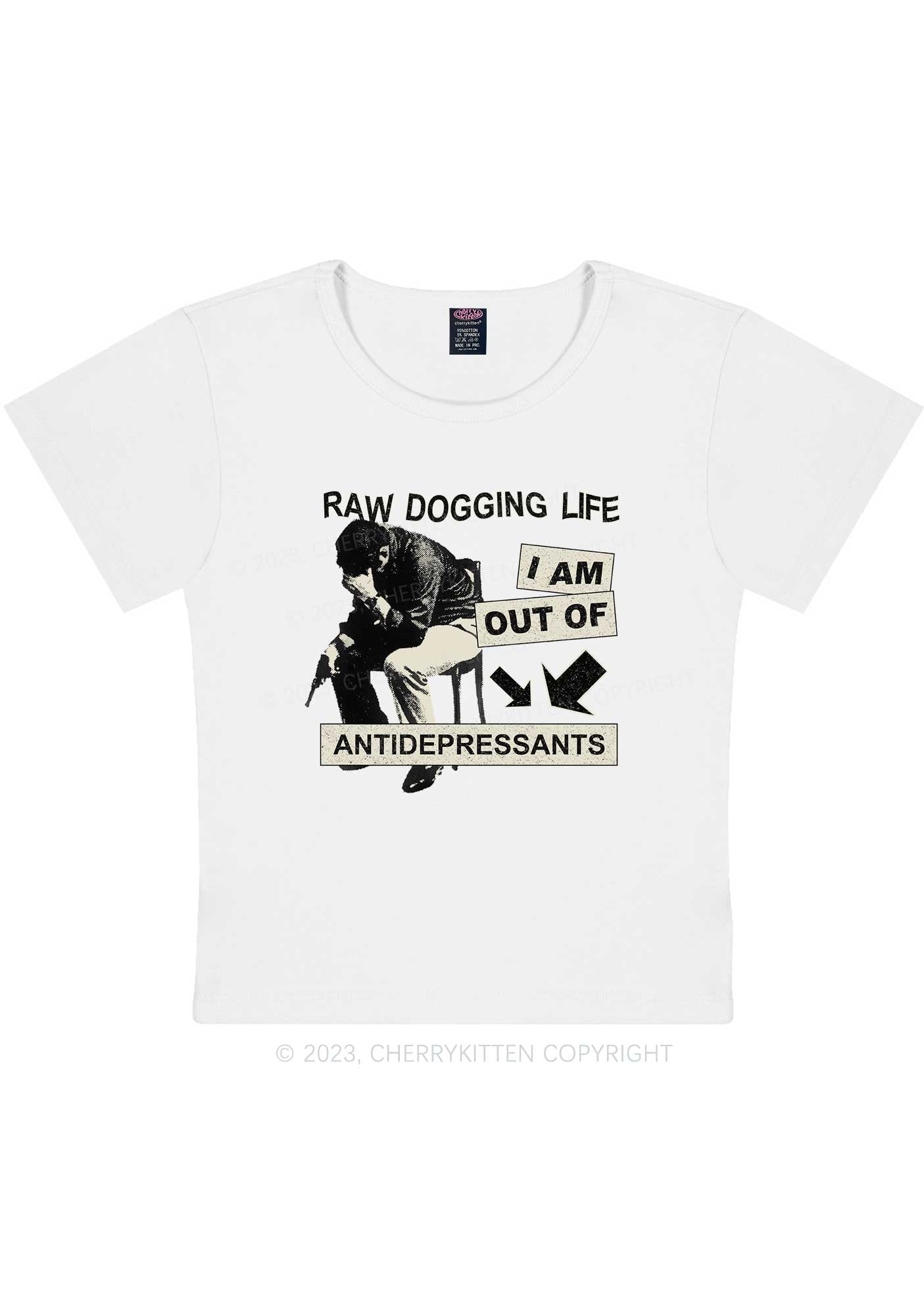 Out Of Antidepressants Y2K Baby Tee Cherrykitten