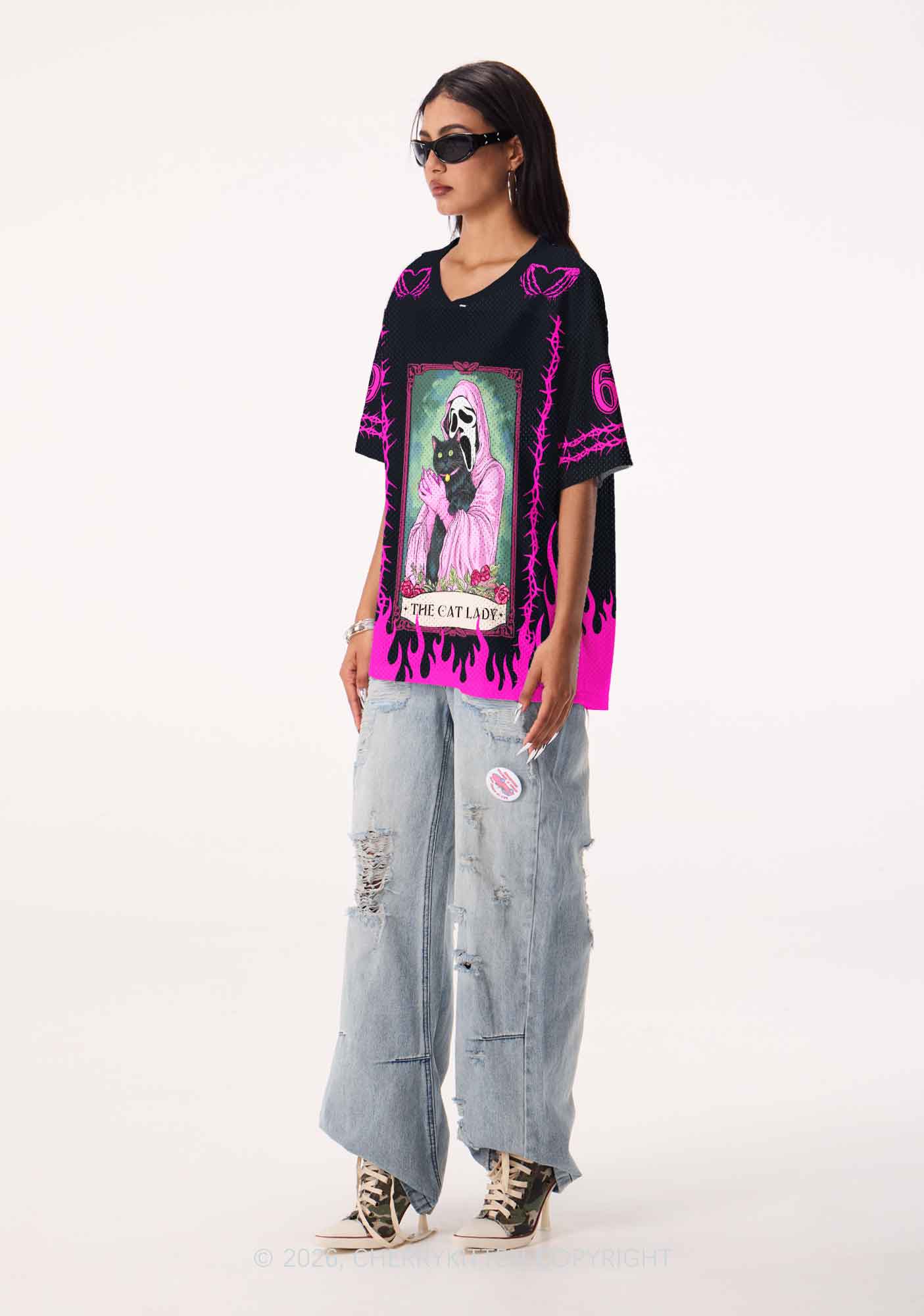 Halloween The Skull Cat Lady Y2K Sport Jersey Shirts Cherrykitten
