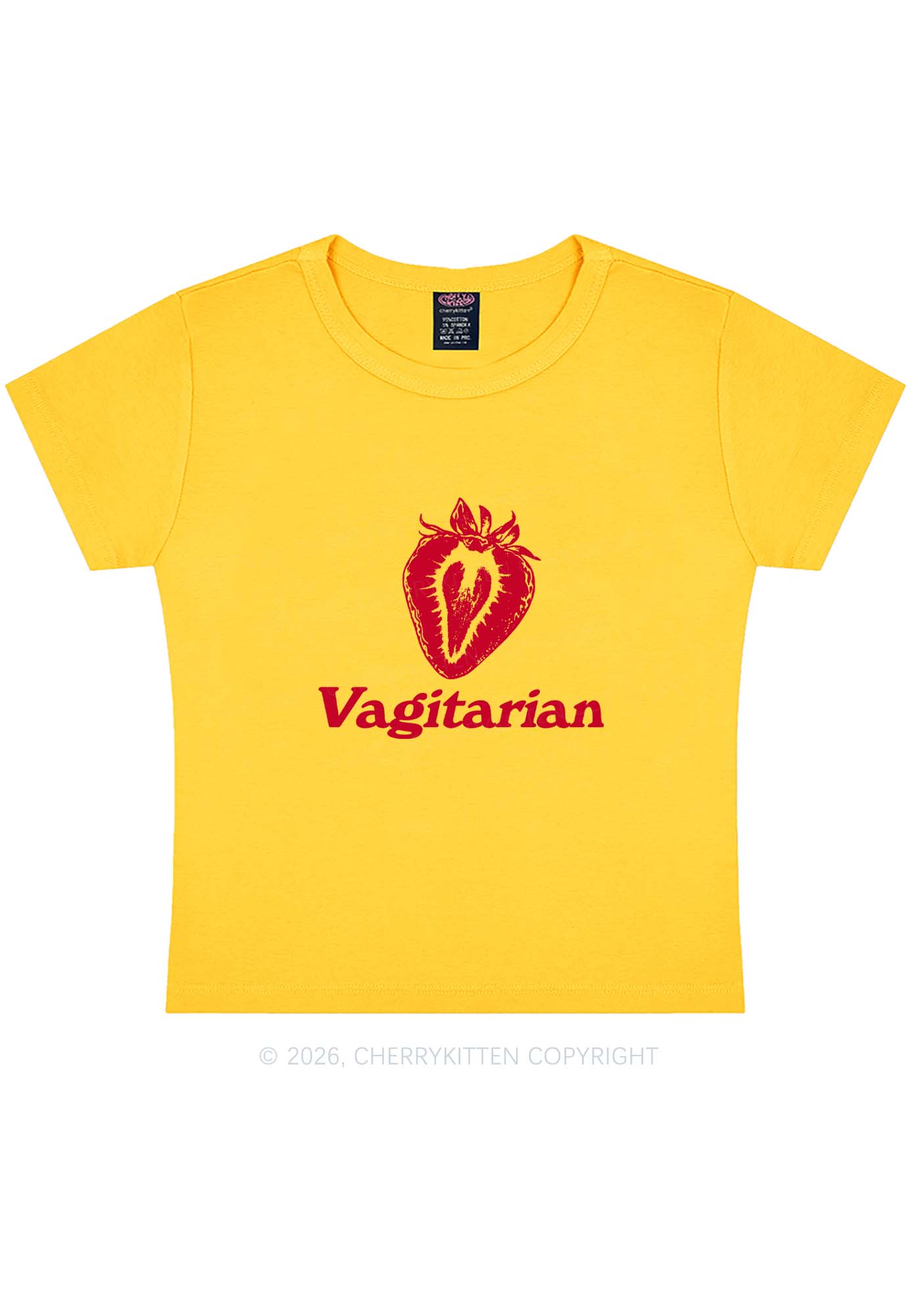 Vagitarian Strawberry Pride Y2K Baby Tee Cherrykitten