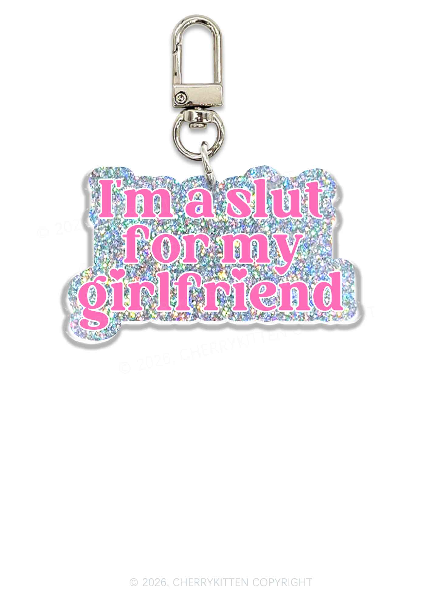 Slxt For My GF Valentine's Day 1pc Y2K Glitter Keychain Cherrykitten