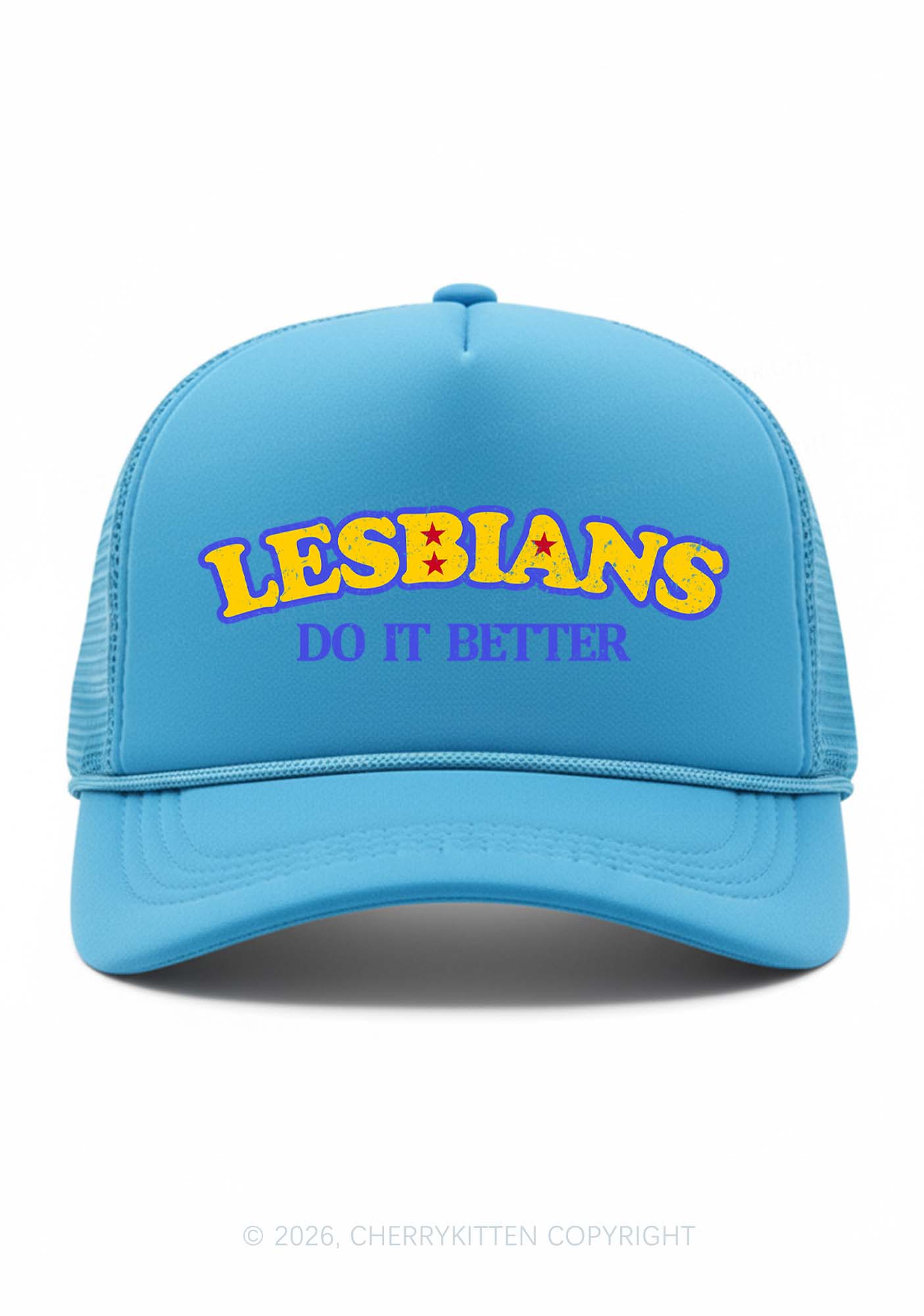 Lesbians Do It Better Pride Y2K Trucker Hat Cherrykitten