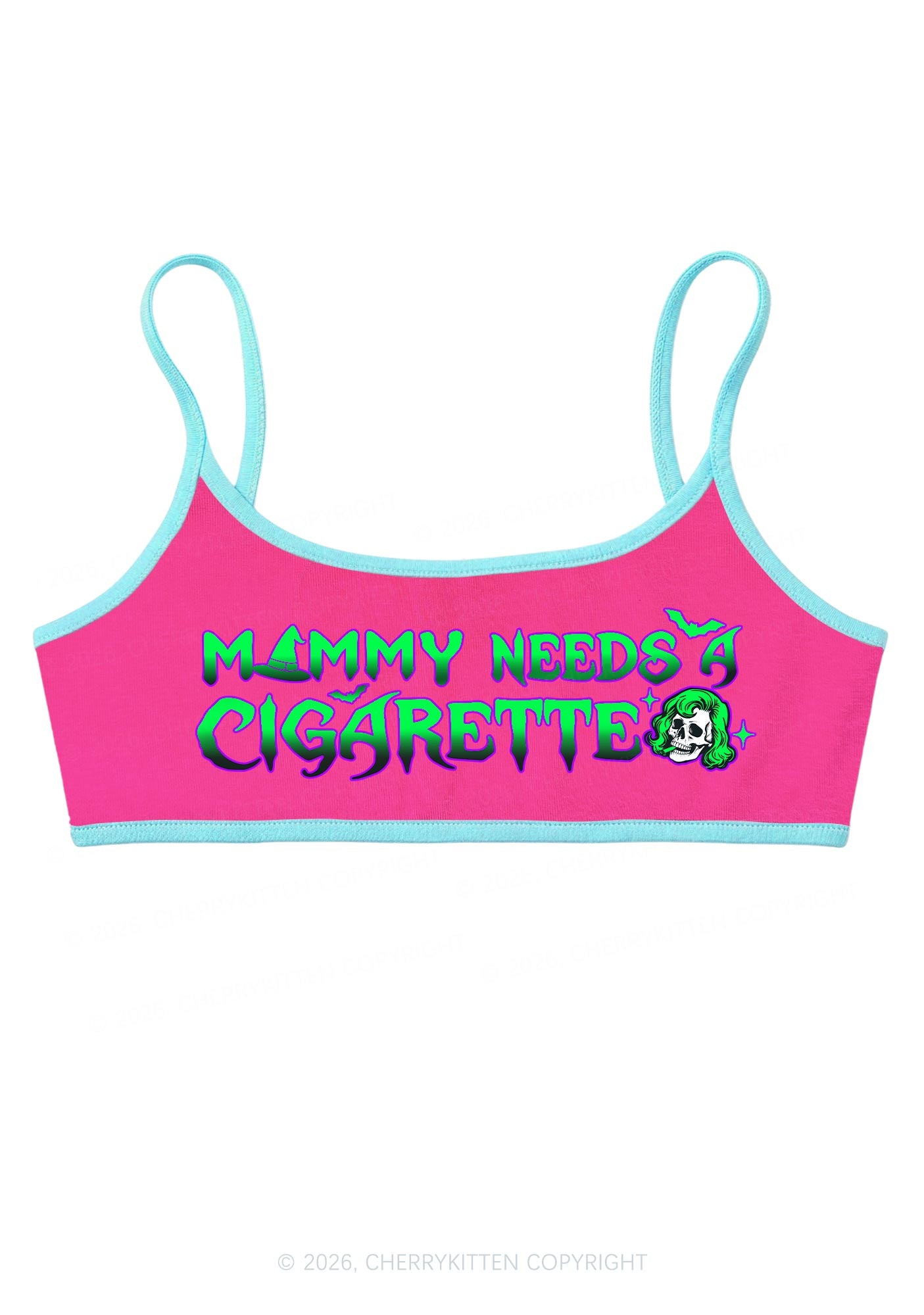 Halloween Witch Mommy Needs Cigarette Y2K Super Crop Cami Cherrykitten