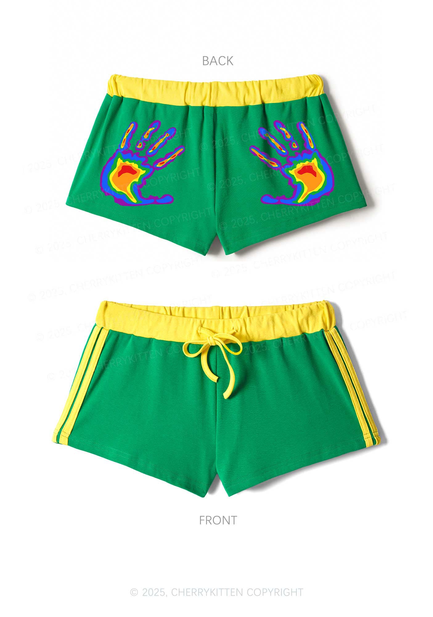 Thermal Hands Pride Y2K Drawstring Mini Shorts Cherrykitten