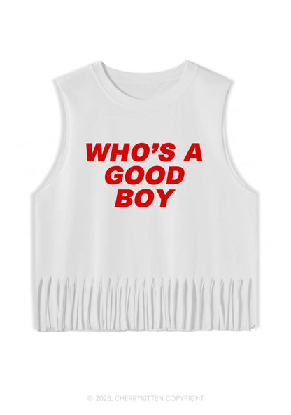 Whos A Good Boy Y2K Fringe Tank Top Cherrykitten