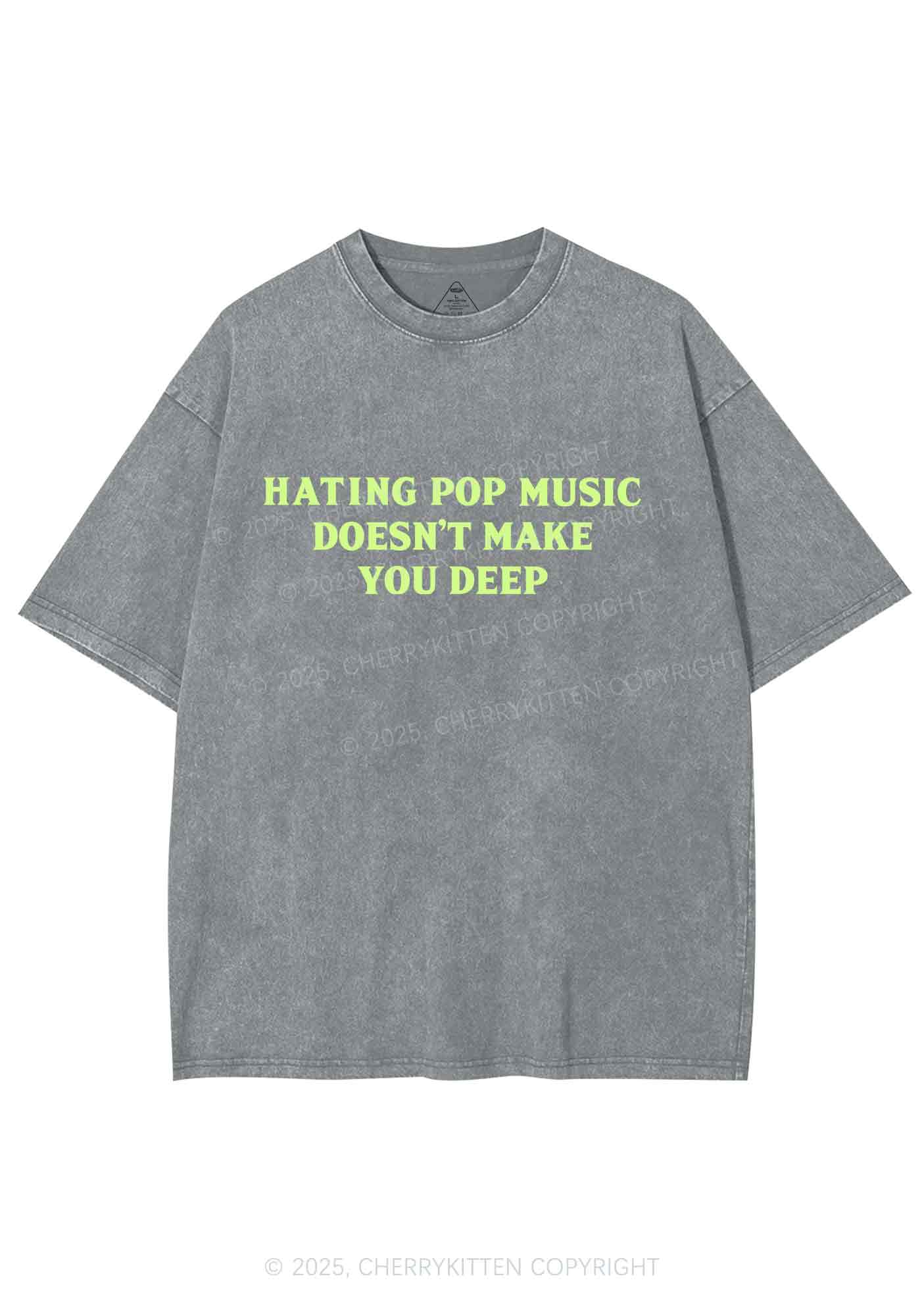 Hating Pop Music Y2K Shirts Washed Tee Cherrykitten