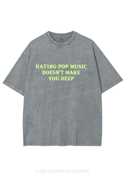 Hating Pop Music Y2K Shirts Washed Tee Cherrykitten