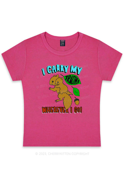 Curvy Carry My Trauma Y2K Baby Tee Cherrykitten