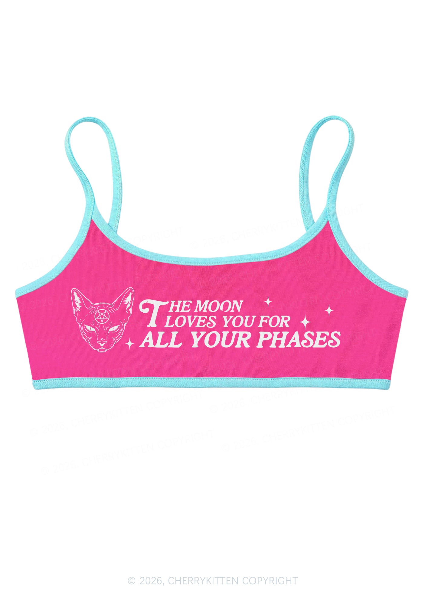 Halloween The Moon Loves You Y2K Super Crop Cami Cherrykitten