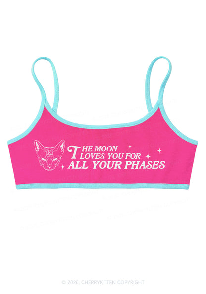 Halloween The Moon Loves You Y2K Super Crop Cami Cherrykitten