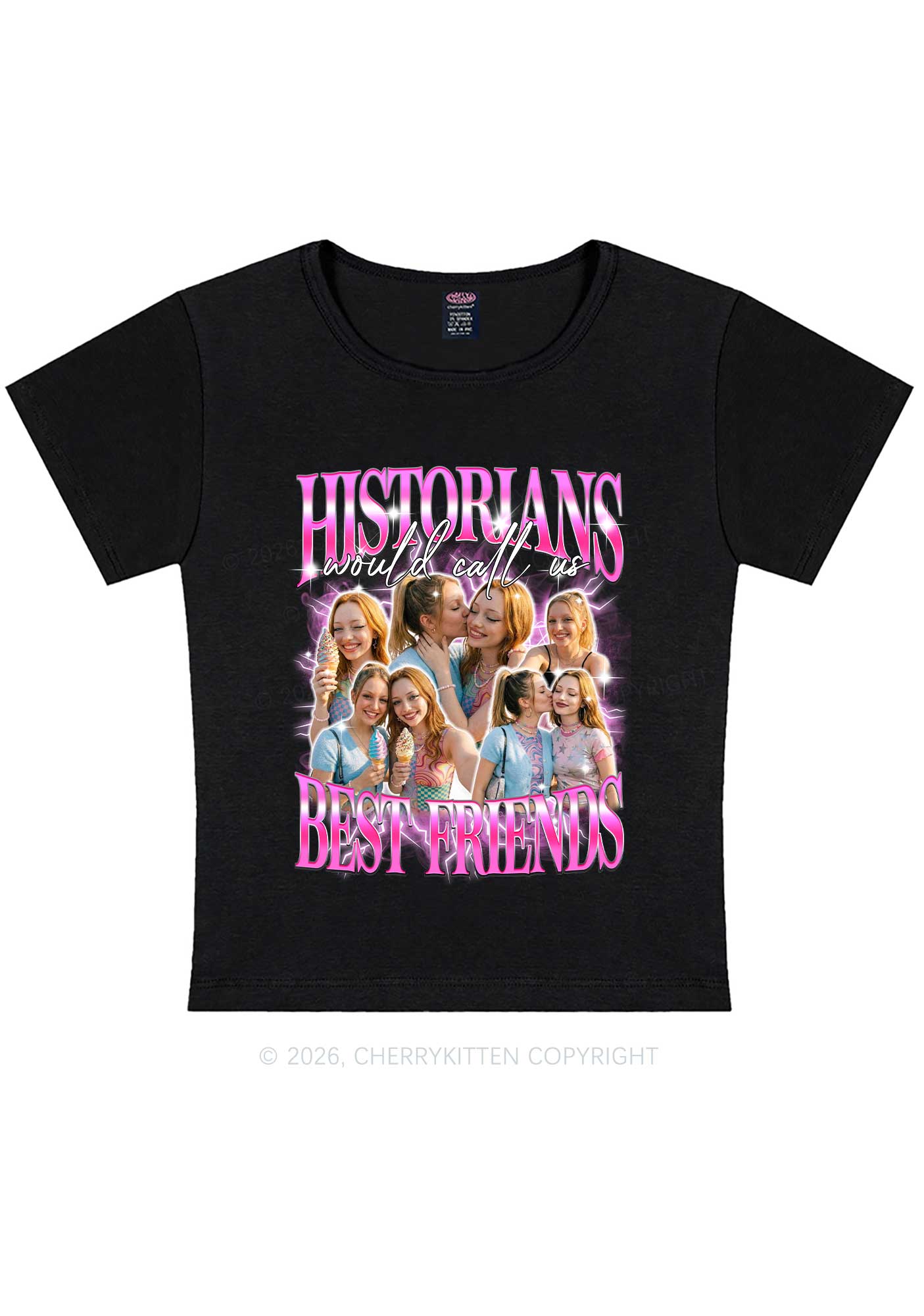 Custom Best Friends Photos Pride Y2K Baby Tee Cherrykitten