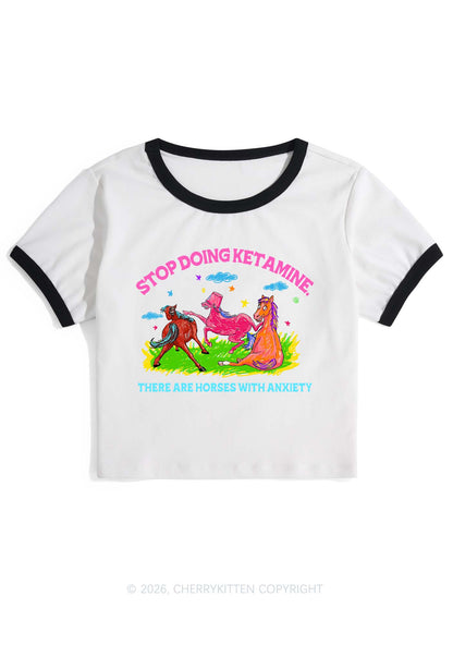Horses With Anxiety Y2K Ringer Tee Cherrykitten