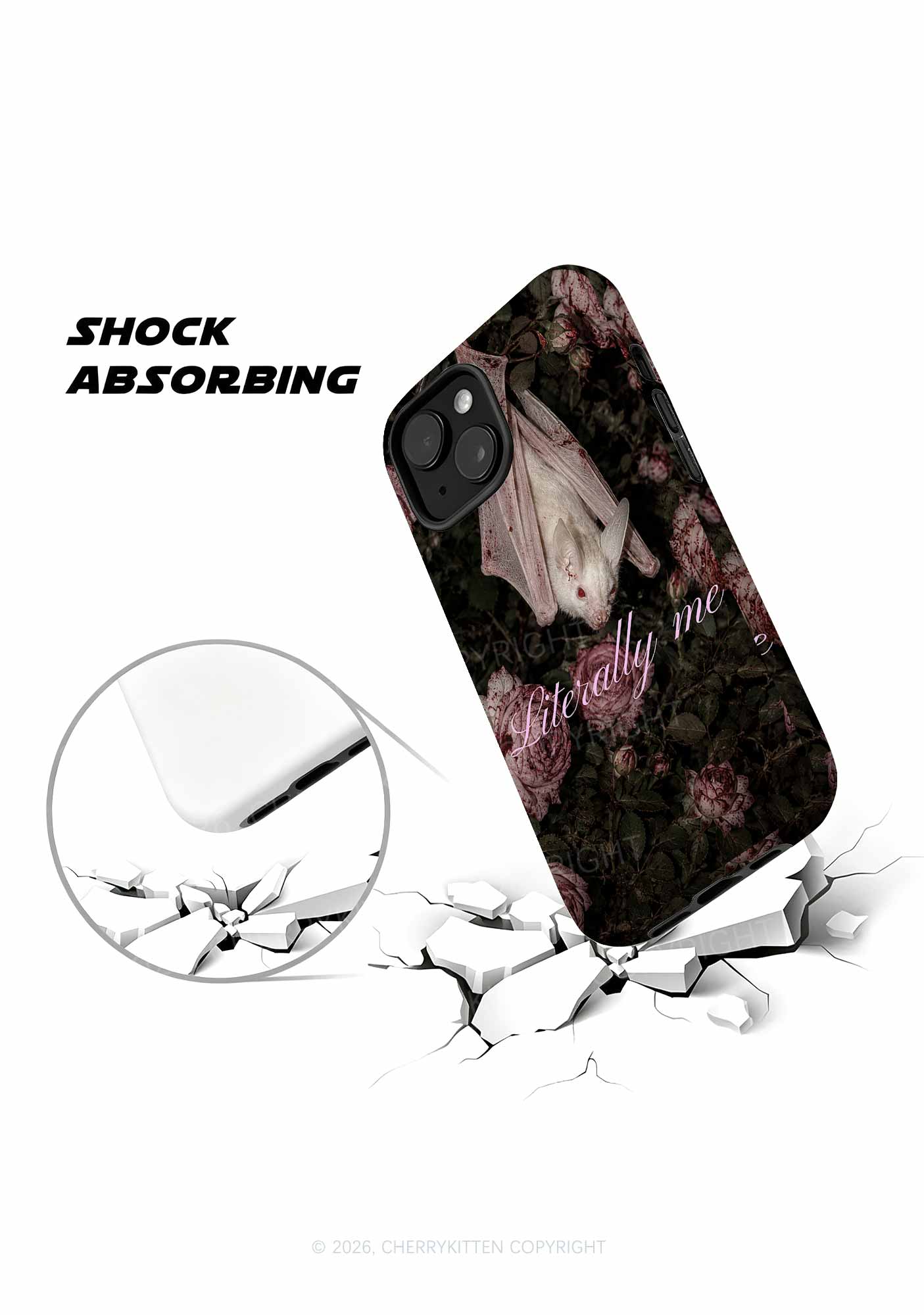 Halloween Literally Me White Bat Y2K Phone Case Cherrykitten
