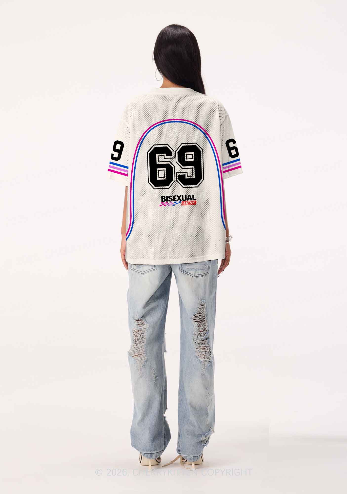Creamy White Bisexual Mess Pride Y2K Sport Jersey Shirts Cherrykitten