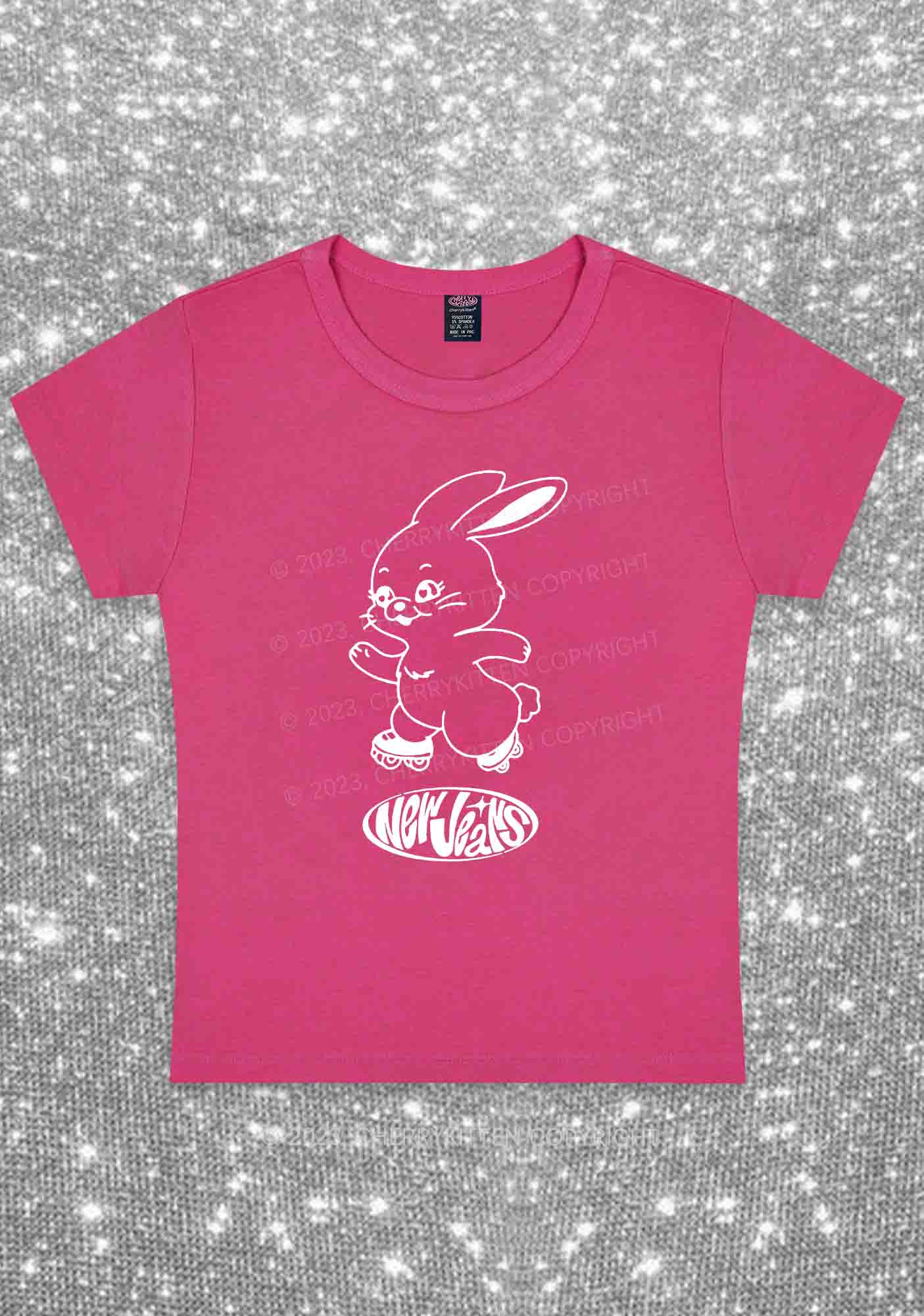 Skating Rabbit Kpop Y2K Baby Tee Cherrykitten