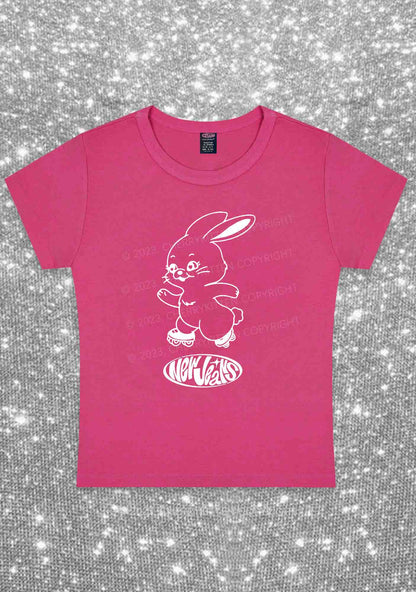 Skating Rabbit Kpop Y2K Baby Tee Cherrykitten