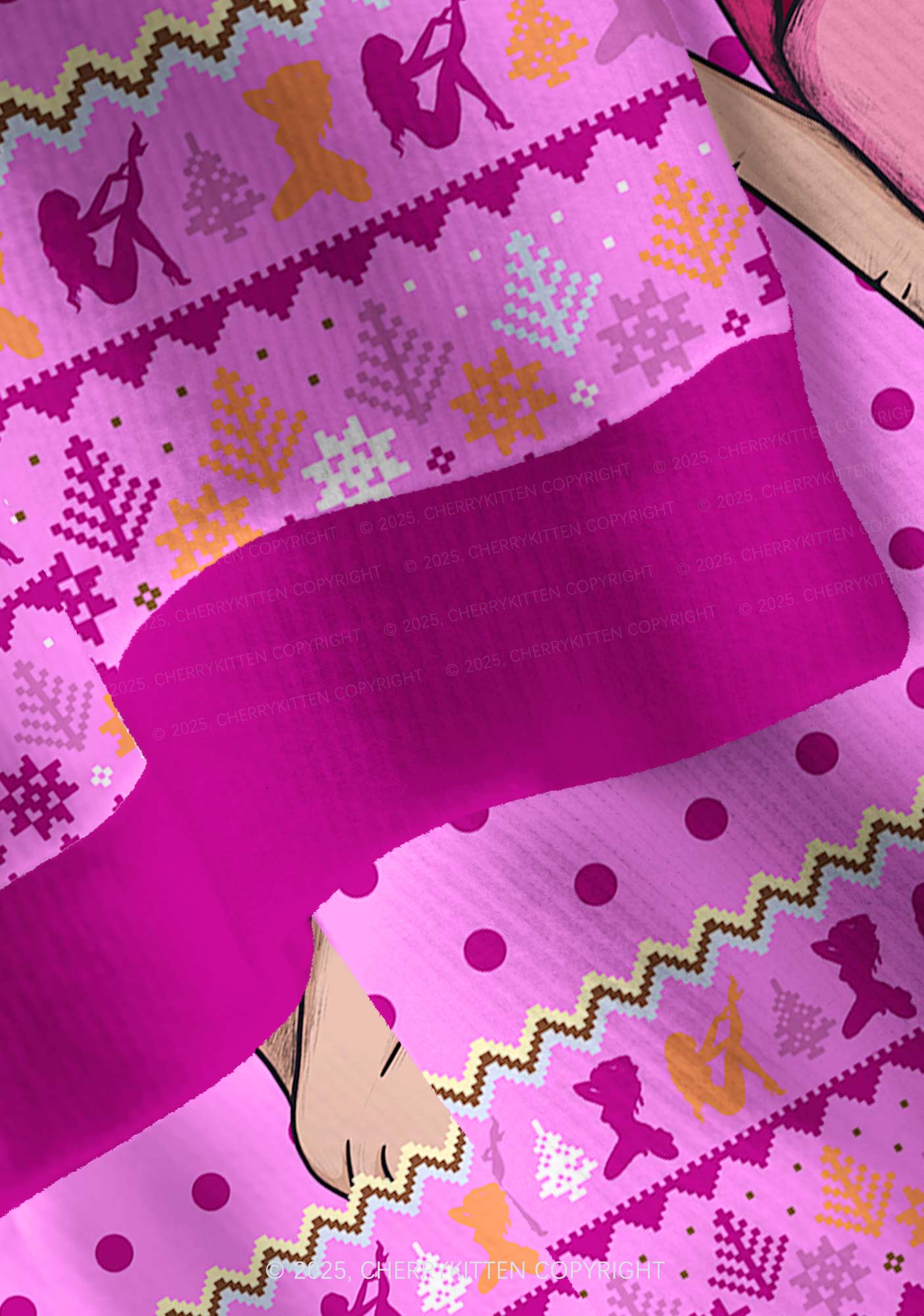 Lesbian Kissing Pride Y2K Christmas Cardigan Knit Sweatshirt Cherrykitten