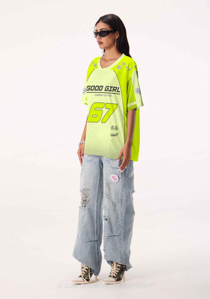 Lime Green Good Girl Y2K Sport Jersey Shirts Cherrykitten