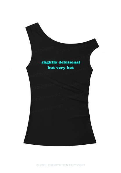 Slightly Delusional But Very Hot Y2K Off Shoulder Tank Top Cherrykitten