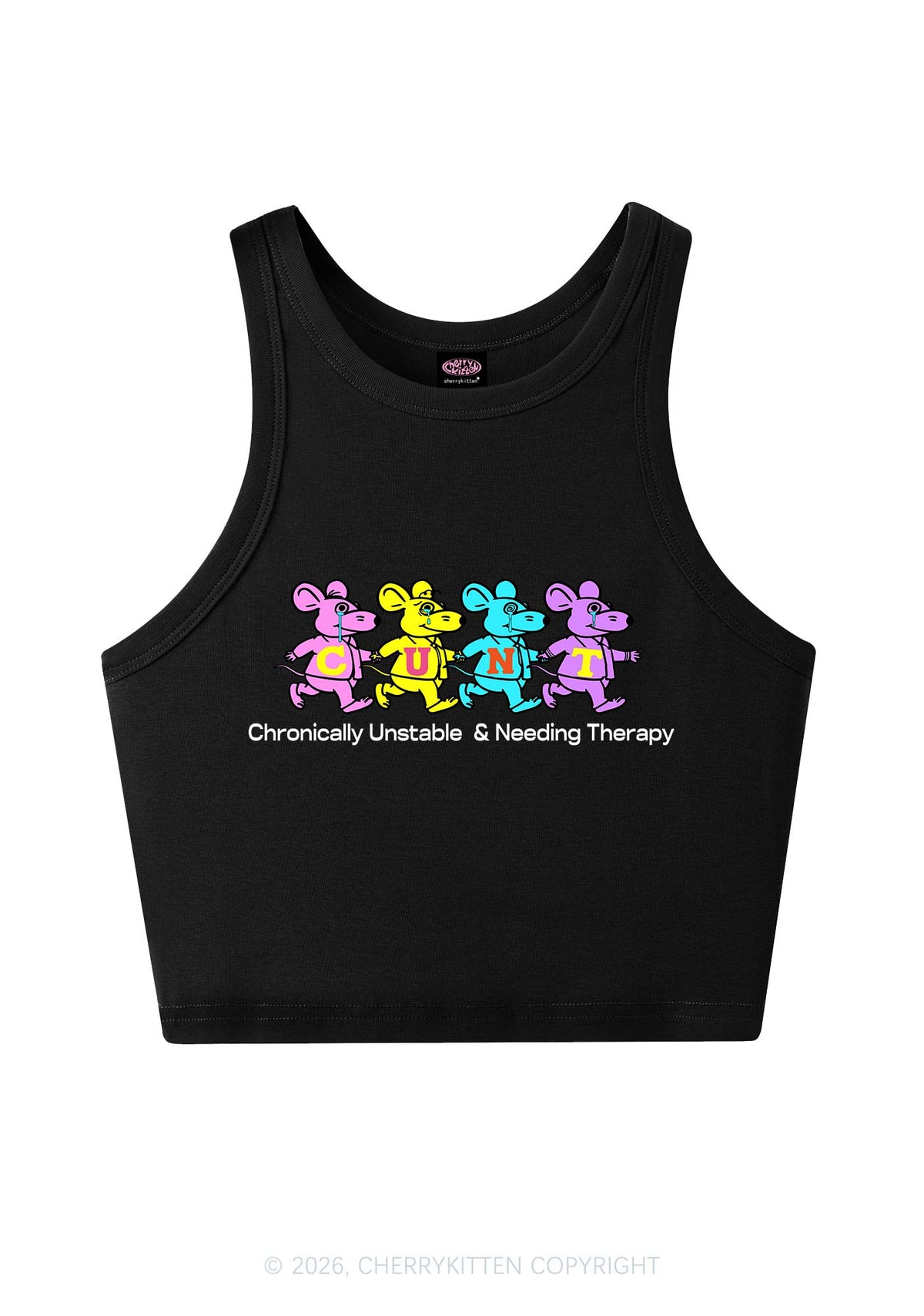 Chronically Unstable Needing Therapy Y2K Crop Tank Top Cherrykitten
