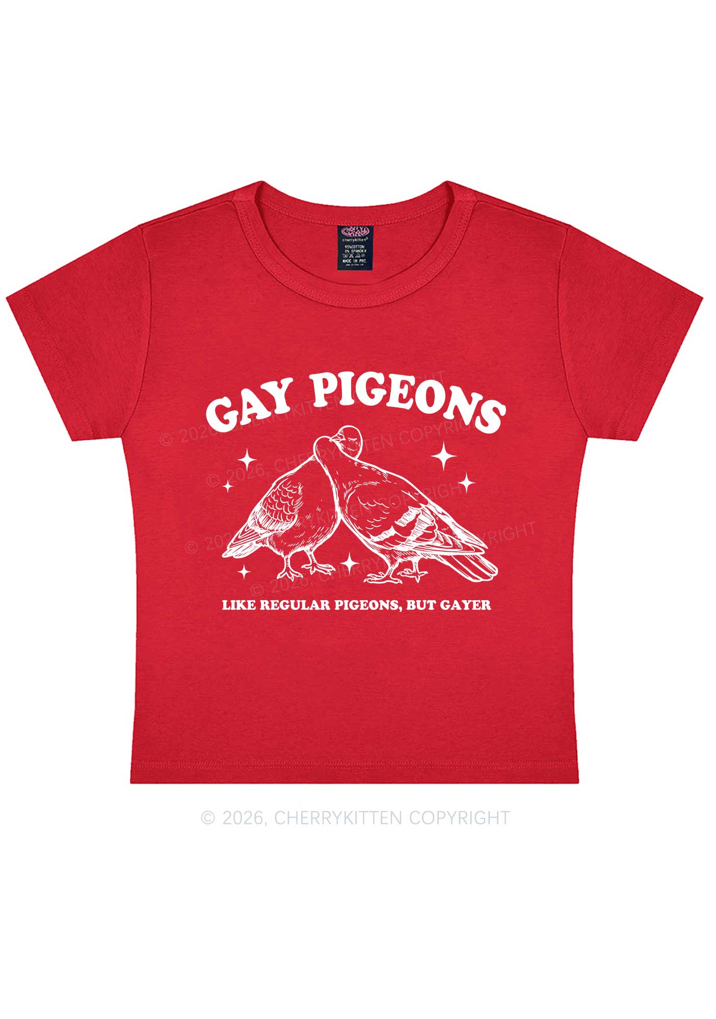 Gay Pigeons Kissing Pride Y2K Baby Tee Cherrykitten