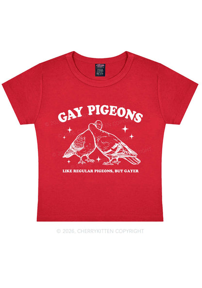 Gay Pigeons Kissing Pride Y2K Baby Tee Cherrykitten