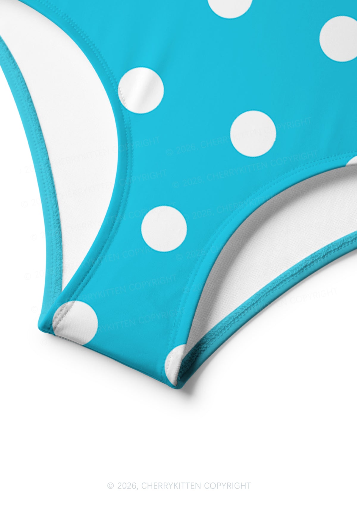 Blue And White Dots Y2K Print Bikini Set Cherrykitten