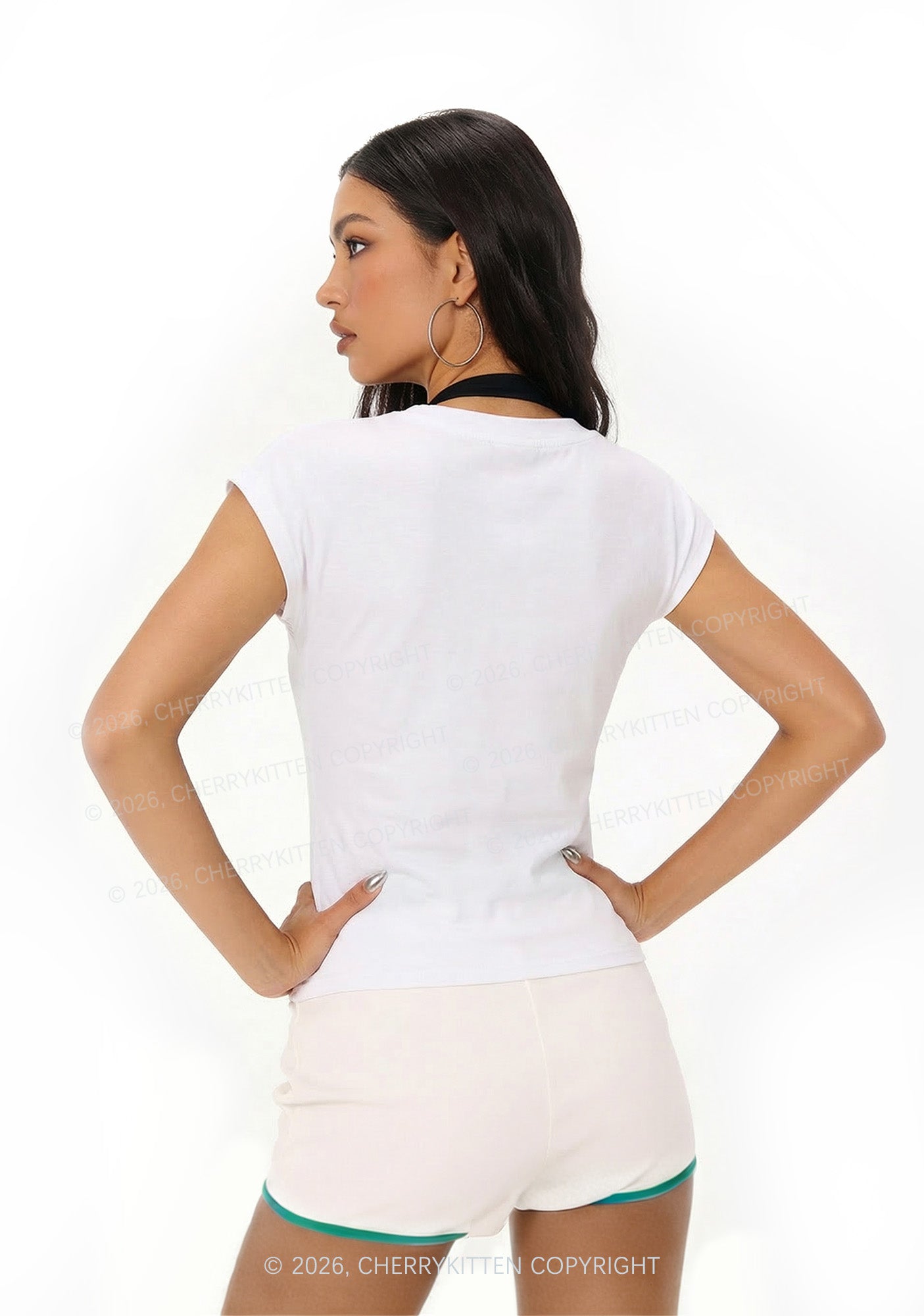Plain Y2K V Neck T Shirts Cherrykitten