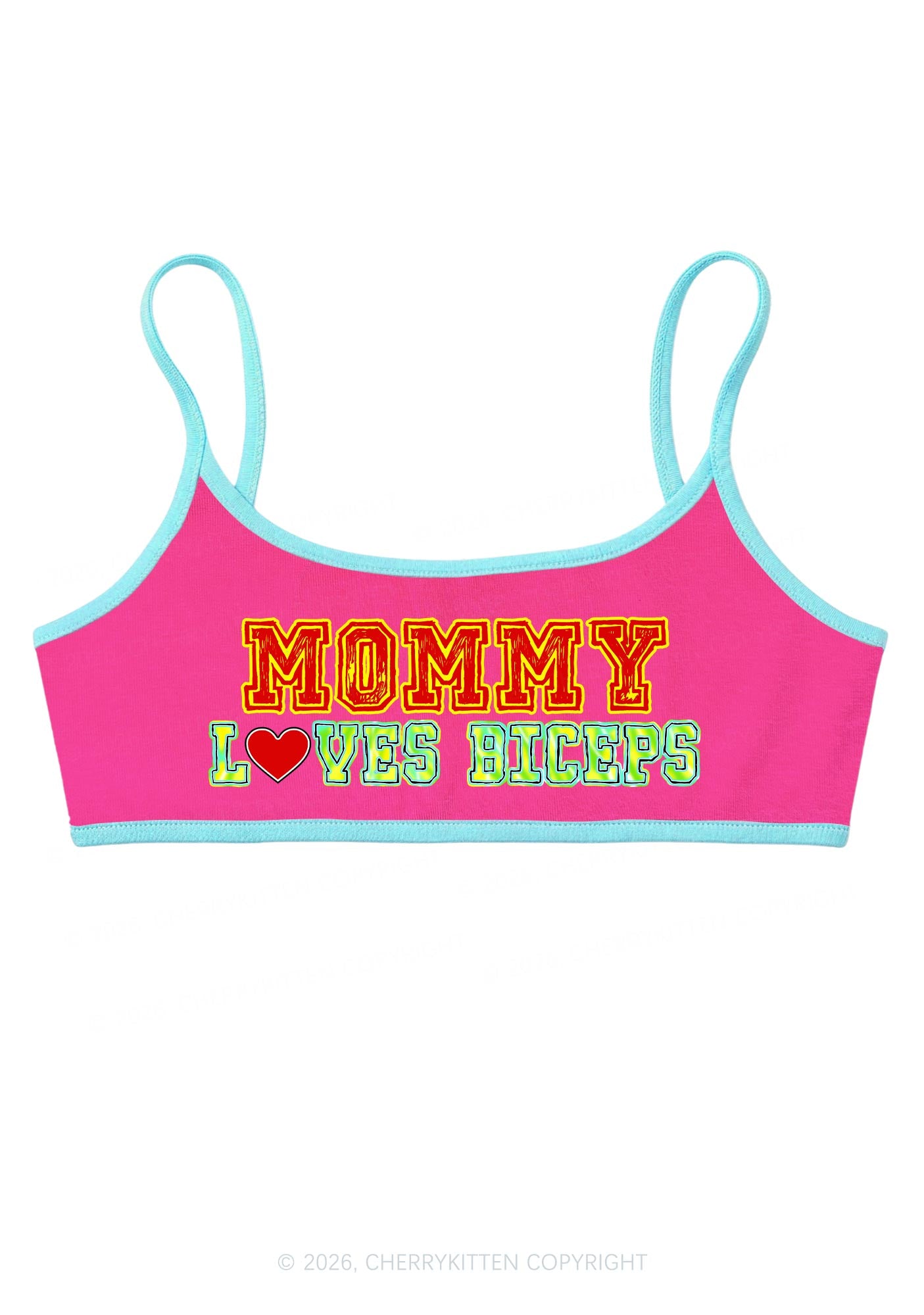 Mommy Loves Biceps Y2K Super Crop Cami Cherrykitten