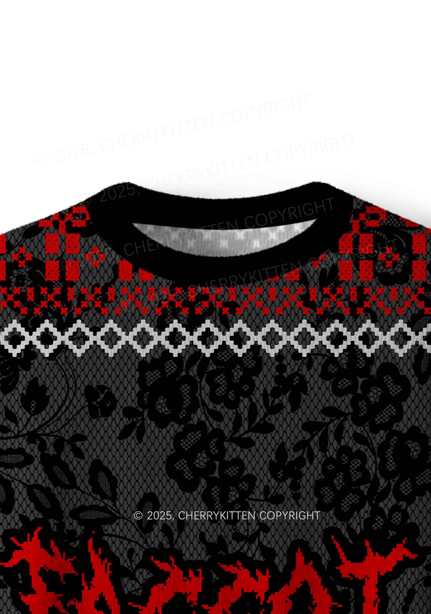 Red Punk Faggot Pride Y2K Christmas Knit Sweatshirt Cherrykitten