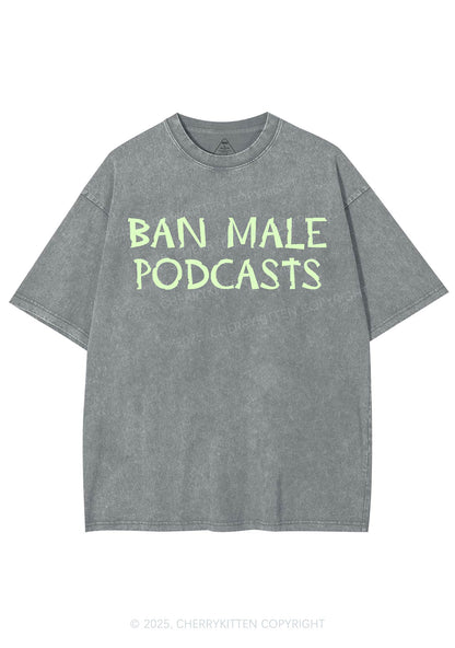 Ban Male Podcasts Y2K Shirts Washed Tee Cherrykitten