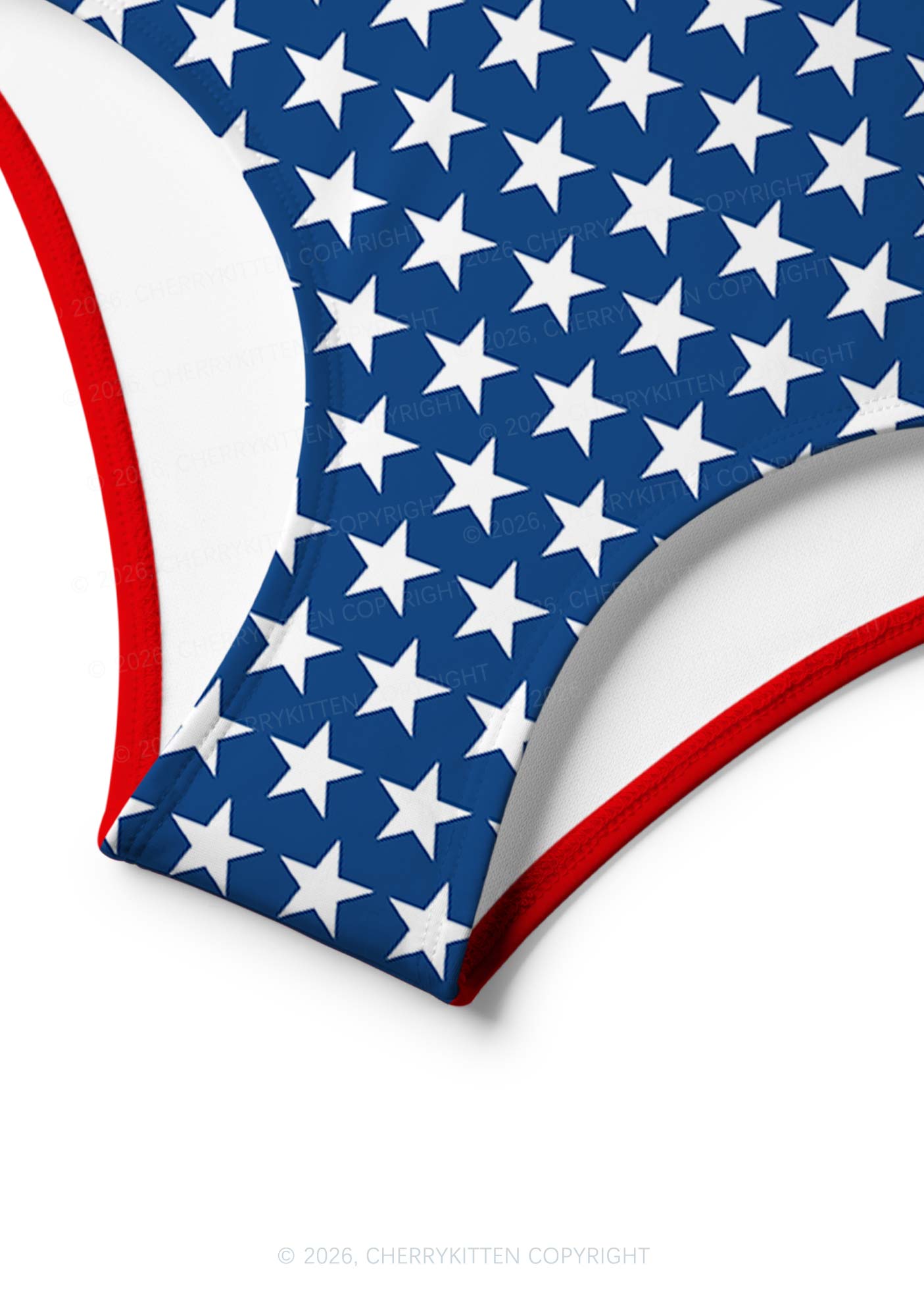 Navy Star Red White Stripe Y2K Print Bikini Set Cherrykitten