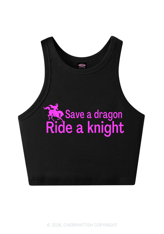 Save Dragon Ride Knight Y2K Crop Tank Top Cherrykitten