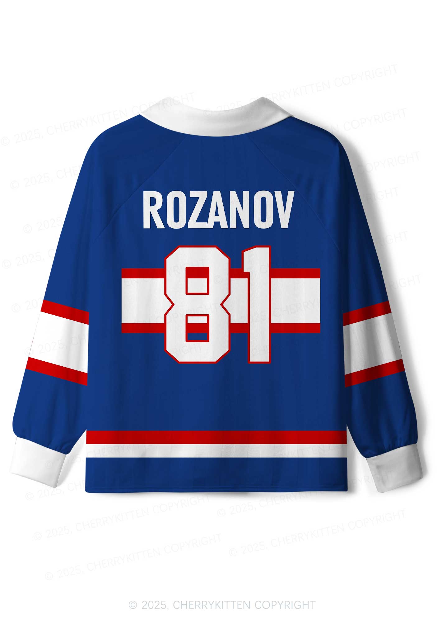 Blue Hockey Match HR Y2K Long Sleeve Sport Jersey Shirts Cherrykitten