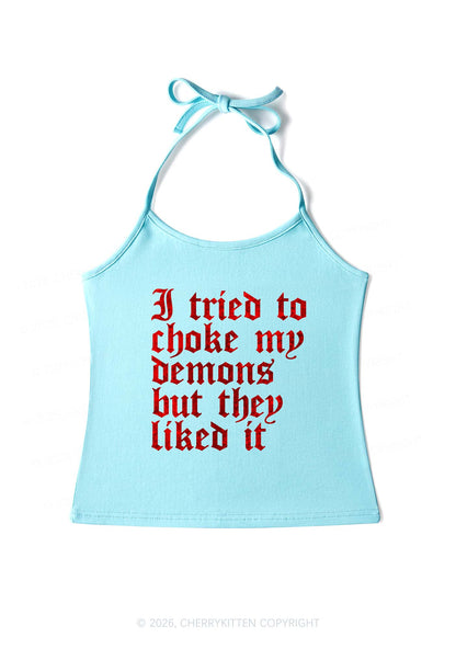 Halloween Choke Demons They Liked Y2K Halter Neck Cami Cherrykitten
