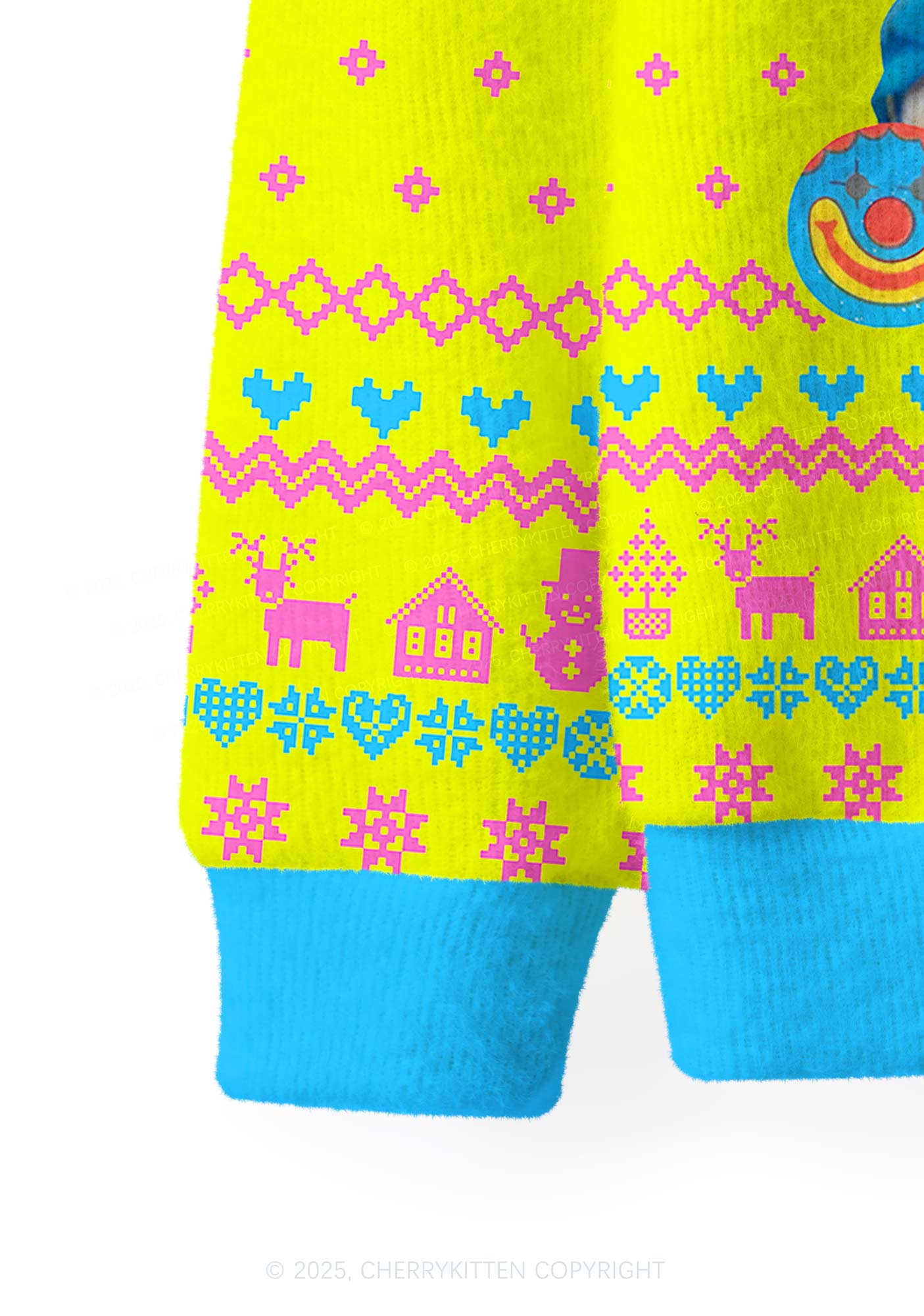 Chat Clown Y2K Christmas Cardigan Knit Sweatshirt Cherrykitten