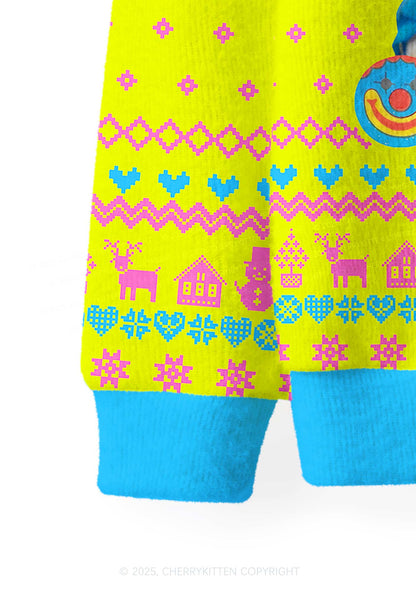 Chat Clown Y2K Christmas Cardigan Knit Sweatshirt Cherrykitten