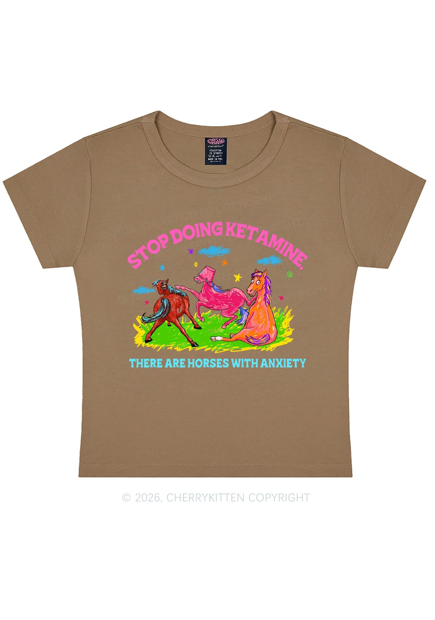 Horses With Anxiety Y2K Baby Tee Cherrykitten