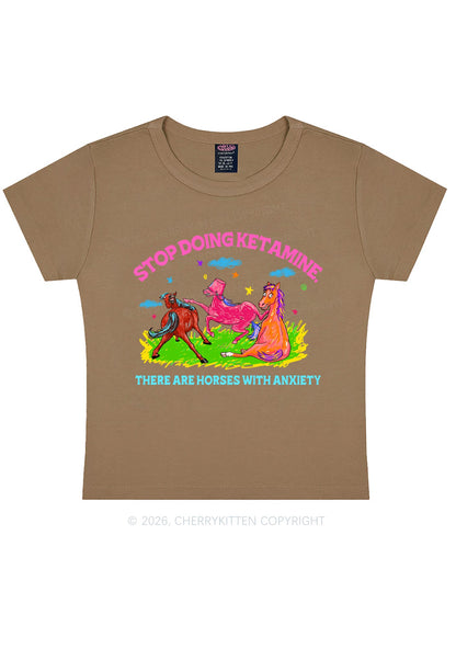 Horses With Anxiety Y2K Baby Tee Cherrykitten