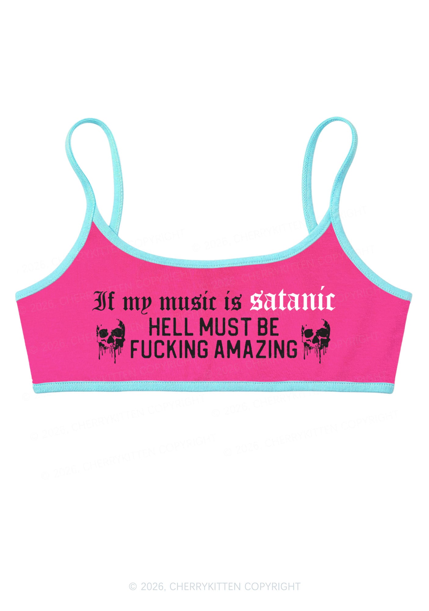 Halloween My Music Is Satanic Y2K Super Crop Cami Cherrykitten