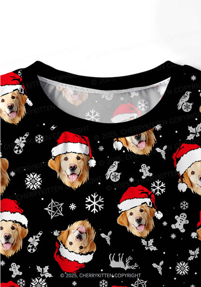 Custom Dog Face Y2K Print Long Sleeve Pajama Set Cherrykitten