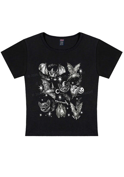 Halloween Bat Wizard Hat Y2K Baby Tee Cherrykitten