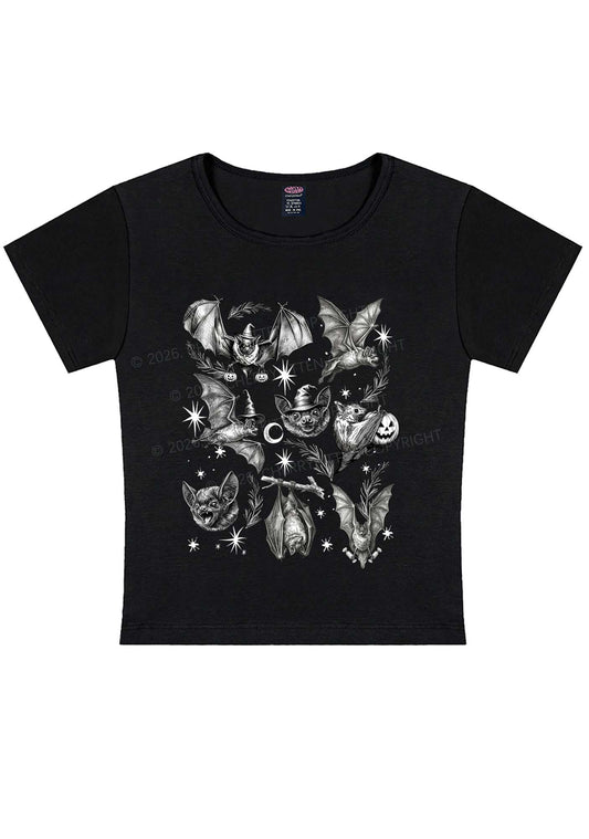Halloween Bat Wizard Hat Y2K Baby Tee Cherrykitten