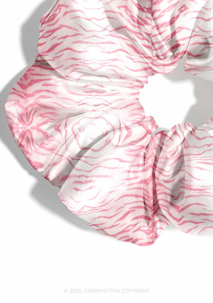 Pink Tiger Stripe Y2K Hair Scrunchie Cherrykitten